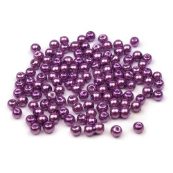 Perle sticlă lucioase, ø4 mm - Violet (250 Grame)