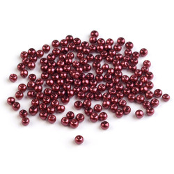 Perle sticlă lucioase, ø4 mm - Bordo (250 Grame)