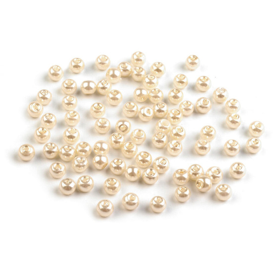 Perle sticlă lucioase, ø4 mm - Alb (50 Grame) Perle sticlă lucioase, ø4 mm - Alb (50 Grame)