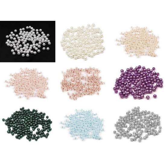 Perle sticlă lucioase, ø4 mm - Alb (50 Grame) Perle sticlă lucioase, ø4 mm - Alb (50 Grame)