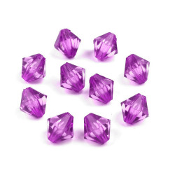 Mărgele plastic romboide sun, 8x8 mm - Violet (100 Grame)