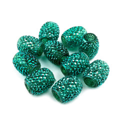 Mărgele ovale cu gaură mare, 13x15 mm - Verde închis (10 Bucăți)