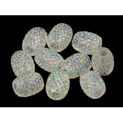 Mărgele ovale cu gaură mare, 13x15 mm - Transparent (10 Bucăți)