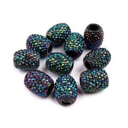 Mărgele ovale cu gaură mare, 13x15 mm - Turcoaz verzui (10 Bucăți)