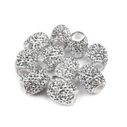 Mărgele ovale cu gaură mare, 13x15 mm - Argintiu (10 Bucăți)