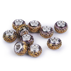 Mărgele plastic tip pandora, 9x14 mm - Auriu deschis (10 Bucăți)