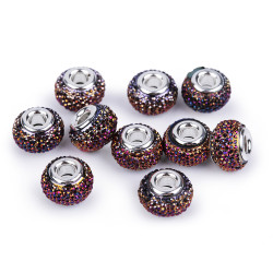 Mărgele plastic tip pandora, 9x14 mm - Mov închis (10 Bucăți)