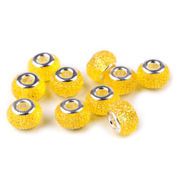 Mărgele plastic tip pandora, 9x14 mm - Galben deschis (10 Bucăți)