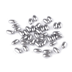 Perle ovale glance olive, 6x10 mm - Gri neutral (10 Grame)