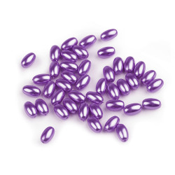 Perle ovale glance olive, 6x10 mm - Mov liliachiu (10 Grame)