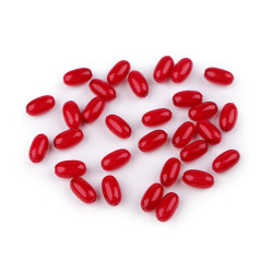 Perle ovale glance olive, 6x10 mm - Roșu căpșună (10 Grame)