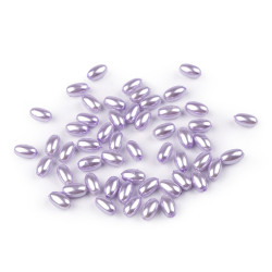 Perle ovale glance olive, 6x10 mm - Mov deschis (10 Grame)