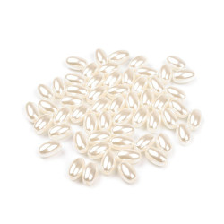 Perle ovale glance olive, 6x10 mm - Crem deschis (10 Grame)