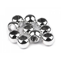 Mărgele metalizate cu gaură mare, 8x10 mm - Argintiu (10 Bucăți)