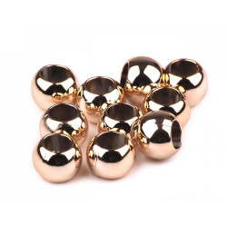 Mărgele metalizate cu gaură mare, 8x10 mm - Auriu rose (10 Bucăți)