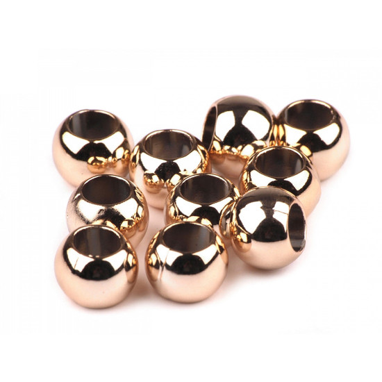 Mărgele metalizate cu gaură mare, 8x10 mm - Auriu rose (100 Bucăți) Mărgele metalizate cu gaură mare, 8x10 mm - Auriu rose (100 Bucăți)