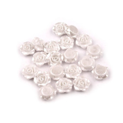 Mărgele trandafir, ø13 mm - Alb (100 Bucăți)