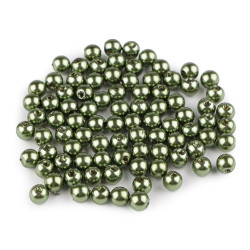 Perle plastic glance, ø6 mm - Verde închis (100 Grame)