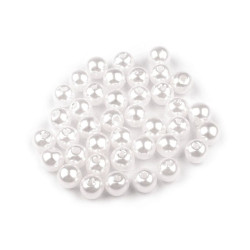 Perle plastic glance, ø6 mm - Alb (100 Grame)