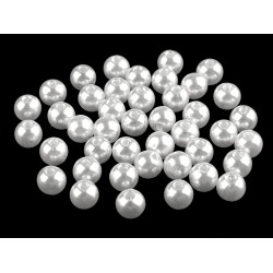 Perle plastic glance, ø8 mm - Alb (100 Grame)