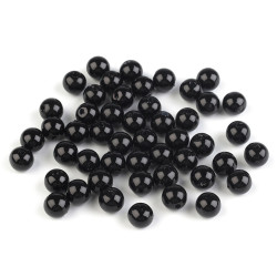Perle plastic glance, ø8 mm - Negru (100 Grame)