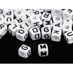 Mărgele cubice, litere alfabet mix, 6 mm - Mix alb-negru (1 Sac)