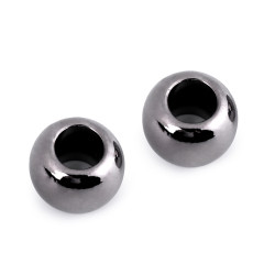 Mărgele metalizate cu gaură mare, 11x15 mm - Antracit (10 Bucăți)
