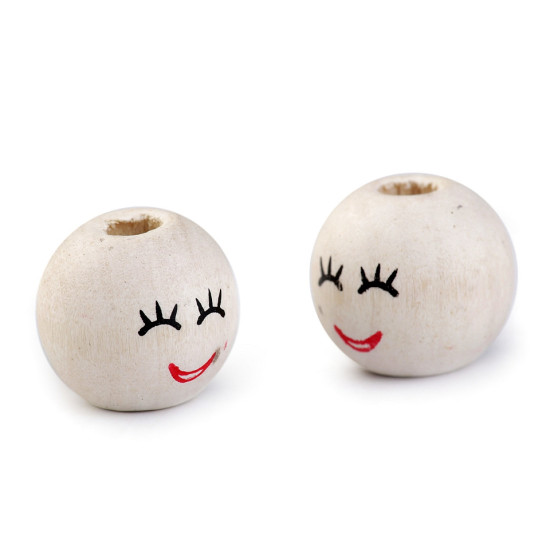 Mărgele din lemn cu figuri pictate, ø18 mm - Natural deschis (50 Bucăți) Mărgele din lemn cu figuri pictate, ø18 mm - Natural deschis (50 Bucăți)