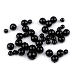 Perle plastic glance, mix dimensiuni - Negru (1 Sac)