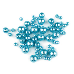 Perle plastic glance, mix dimensiuni - Turcoaz (1 Sac)