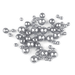 Perle plastic glance, mix dimensiuni - Gri (1 Sac)