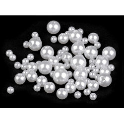 Perle plastic glance, mix dimensiuni - Alb (1 Sac)