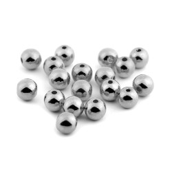 Mărgele plastic glance metalic, ø8 mm - Argintiu închis (100 Grame)