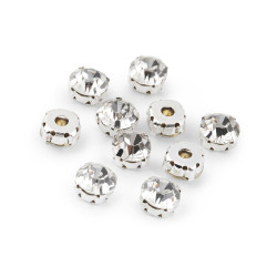 Strasuri de cusut în montură metalică, ø10 mm - Cristal (10 Bucăți)