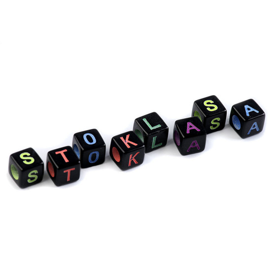 Mărgele cubice cu litere, 8x8 mm - Mix (25 Bucăți) Mărgele cubice cu litere, 8x8 mm - Mix (25 Bucăți)