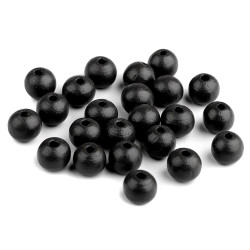 Mărgele lemn, ø10 mm - Negru (100 Grame)