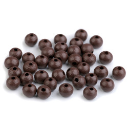 Mărgele lemn, ø8 mm - Maro închis (100 Grame)