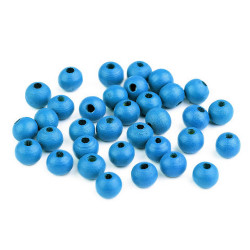 Mărgele lemn, ø8 mm - Albastru azur (100 Grame)