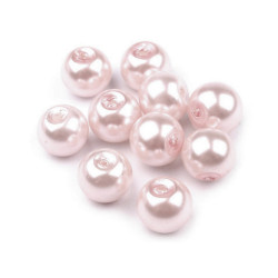 Perle sticlă lucioase, ø8 mm - Roz foarte deschis (2000 Grame)