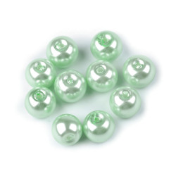 Perle sticlă lucioase, ø8 mm - Verde mentă (2000 Grame)
