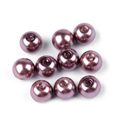 Perle sticlă lucioase, ø8 mm - Lila (50 Grame)