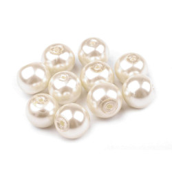 Perle sticlă lucioase, ø8 mm - Crem foarte deschis (2000 Grame)