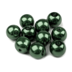 Perle sticlă lucioase, ø8 mm - Verde închis (2000 Grame)