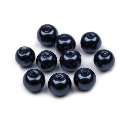 Perle sticlă lucioase, ø8 mm - Albastru închis (2000 Grame)