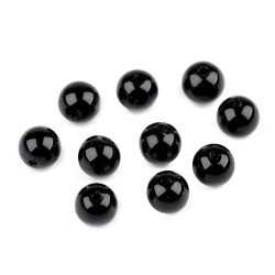 Perle plastic glance, ø10 mm - Negru (100 Grame)