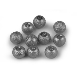 Perle sticlă creponate stardust, ø8 mm - Gri hematit (160 Bucăți)
