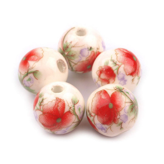 Mărgele porțelan, motiv floral, ø12 mm - Galben narcisă (40 Bucăți) Mărgele porțelan, motiv floral, ø12 mm - Galben narcisă (40 Bucăți)