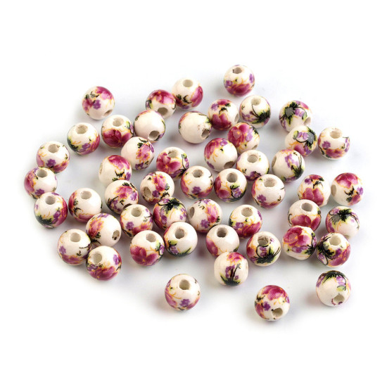 Mărgele porțelan, motiv floral, ø6 mm - Bleu gheață (10 Bucăți) Mărgele porțelan, motiv floral, ø6 mm - Bleu gheață (10 Bucăți)