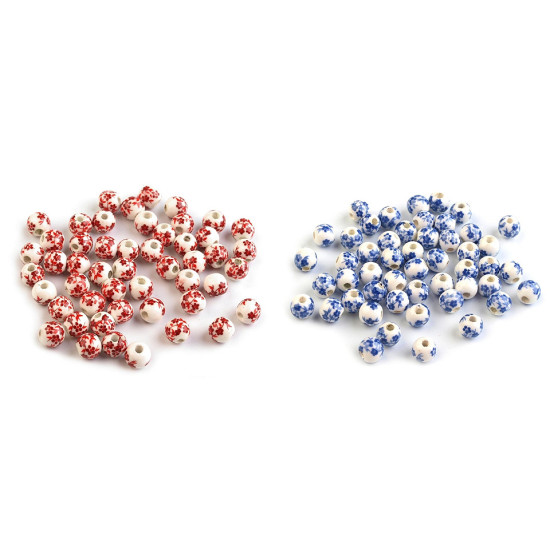 Mărgele porțelan, motiv floral, ø6 mm - Bleu gheață (10 Bucăți) Mărgele porțelan, motiv floral, ø6 mm - Bleu gheață (10 Bucăți)