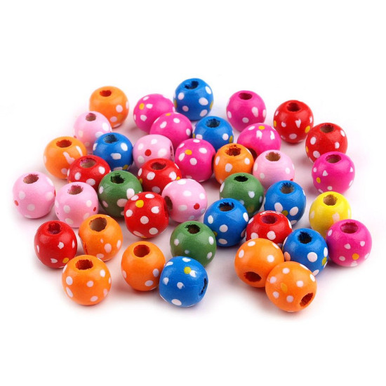 Mărgele din lemn colorate cu buline, ø12 mm - Mix (1700 Bucăți) Mărgele din lemn colorate cu buline, ø12 mm - Mix (1700 Bucăți)